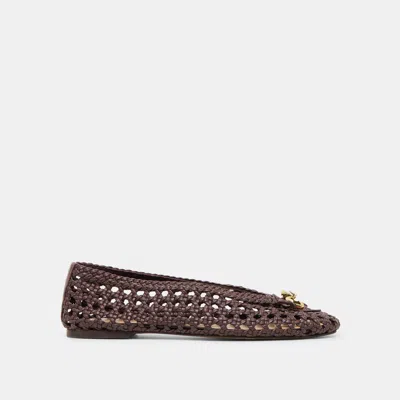 Dolce Vita Cason Ballet Flats In Dark Brown Woven Leather Size 9.5 By  In Burgundy