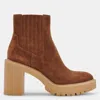 Dolce Vita Caster H2o Camel Brown Suede Platform Ankle High Heel Boots In Multi