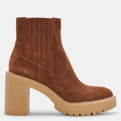 Dolce Vita Caster H2o Booties Camel Suede In Brown