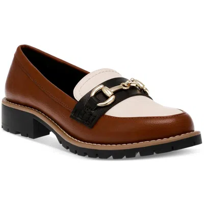 Dolce Vita Celeste Womens Faux Leather Slip On Loafers In Brown