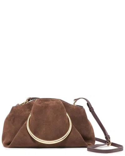 Dolce Vita Channing Suede Pleated O-ring Bag In Brown