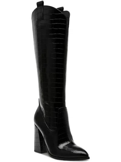 Dolce Vita Charlot Womens Faux Leather Block Heel Knee-high Boots In Black