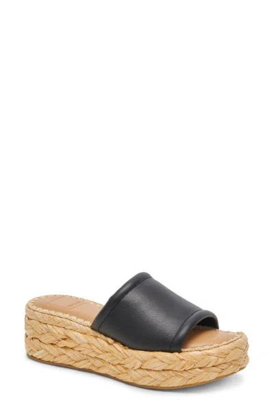 Dolce Vita Chavi Platform Slide Sandal In Black Leather