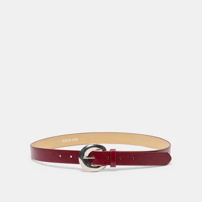 Dolce Vita Chunky Curved Buckle Belt In Burgundy Size Xs/s By