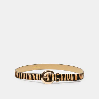 Dolce Vita Chunky Curved Buckle Belt In Tan Zebra Size Medium/large By