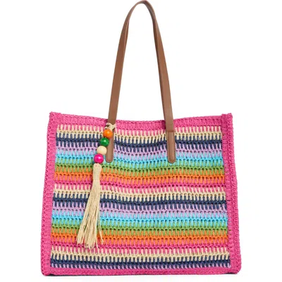 Dolce Vita Citrine Woven Straw Tote In Multi