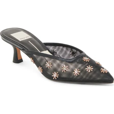 Dolce Vita Clara Kitten Heel Pointed Toe Pump In Black Mesh