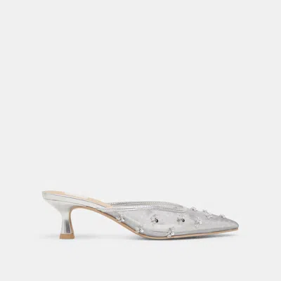 Dolce Vita Clara Wide Heels Silver Mesh