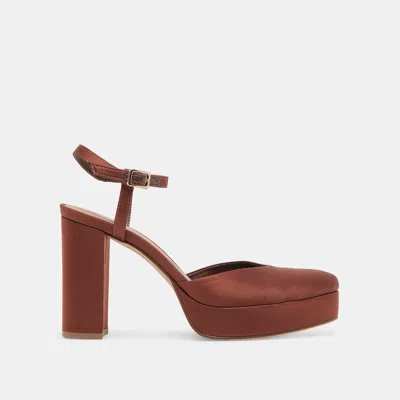 Dolce Vita Claud Heels Chocolate Satin In Brown