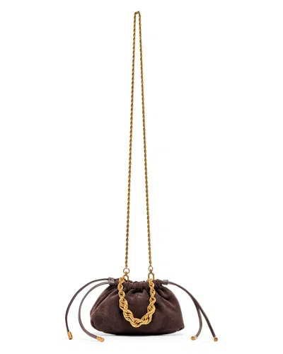 Dolce Vita Cleo Mini Suede Drawstring Bag In Brown