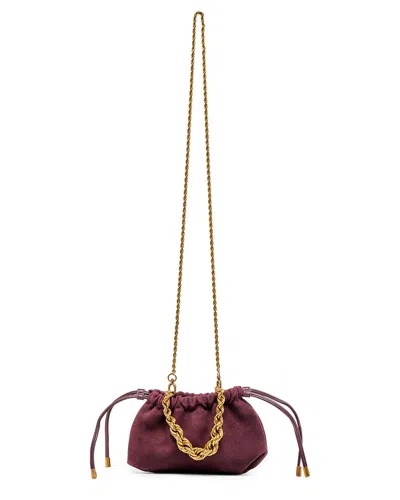 Dolce Vita Cleo Mini Suede Drawstring Bag In Burgundy