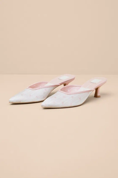 Dolce Vita Cleo Pink Floral Satin Pointed-toe Kitten Heel Pumps