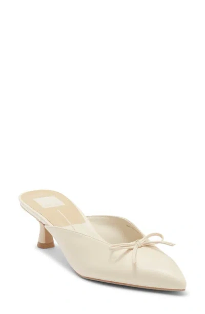 Dolce Vita Cleo Pointed Toe Kitten Heel Mule In White