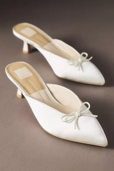 Dolce Vita Cleo Satin Mule Kitten Heels In White