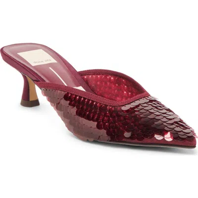 Dolce Vita Cleo Shimmer Kitten Heel Mule In Red