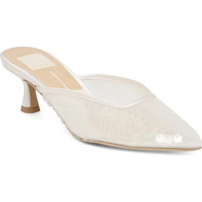 Dolce Vita Cleo Shimmer Kitten Heel Mule In White