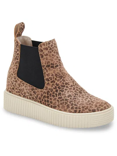 Dolce Vita Cola Womens Leather Animal Print Chelsea Boots In Multi
