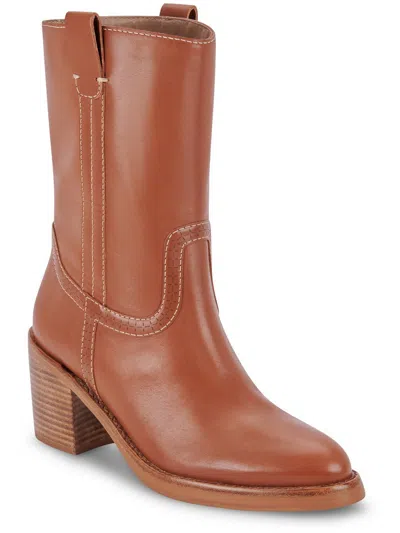 Dolce Vita Colete Womens Leather Block Heel Mid-calf Boots In Multi
