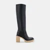 Dolce Vita Corry H2o Wide Boots Black Leather In Black