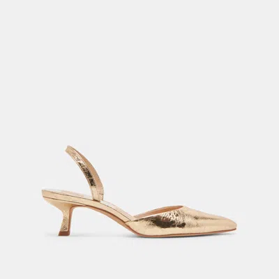 Dolce Vita Corsa Heels Gold Distressed Leather