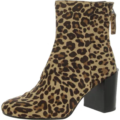 Dolce Vita Cyan Womens Calf Hair Round Toe Ankle Boots In Animal Print