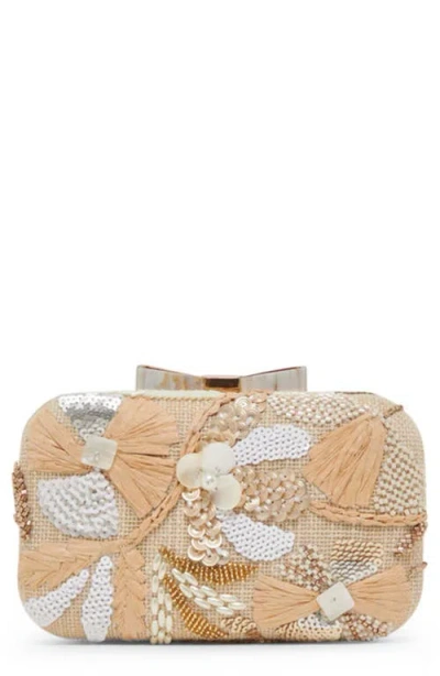 Dolce Vita Daisy Beaded Raffia Convertible Clutch In Natural
