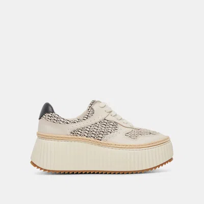 Dolce Vita Dandi Sneakers Black Natural Raffia In Multi