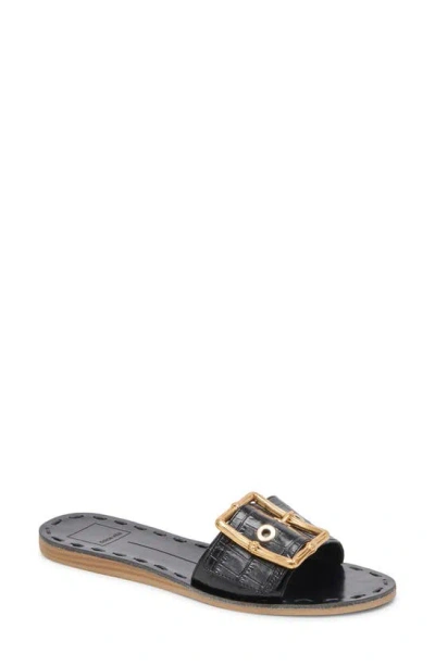 Dolce Vita Dasa Slide Sandal In Noir Embossed Leather