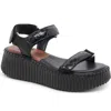 Dolce Vita Debra Platform Sandal In Midnight Embossed Leather