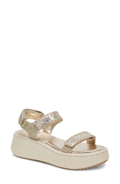 Dolce Vita Debra Platform Sandal In Platinum Distressed Leather