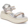 Dolce Vita Debra Platform Sandal In Silver Distressed Leather