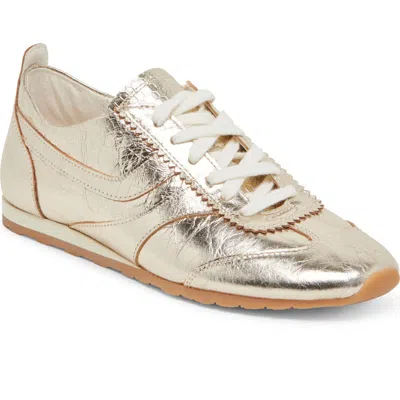 Dolce Vita Delaney Sneaker In Light Gold Crinkle Patent