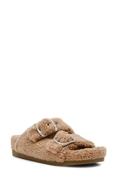 Dolce Vita Dv By  Aldon Faux Shearling Slide Sandal In Natural