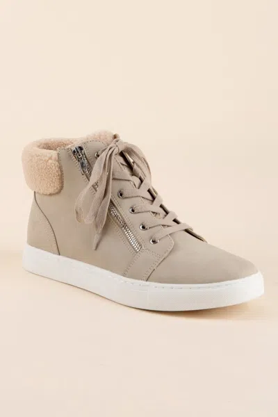 Dolce Vita Dv By  Annabel Sneaker Women's Taupe Sherpa High Top Shoes Jobb237 In Gray