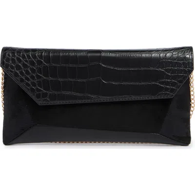 Dolce Vita Dv By  Franko Croc Embossed Faux Leather Clutch In Black