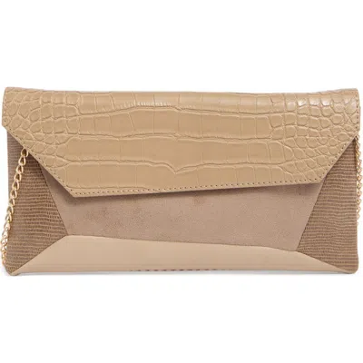 Dolce Vita Dv By  Franko Croc Embossed Faux Leather Clutch In Brown
