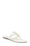Dolce Vita Gotie Laser Cut Studded Thong Sandal In White Snake