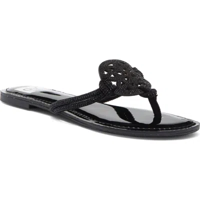 Dolce Vita Dv By  Gotie Rhinestone Strap Slide Sandal In Black Patent