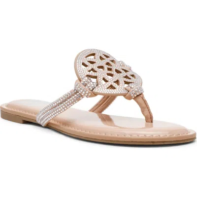 Dolce Vita Dv By  Gotie Rhinestone Strap Slide Sandal In Brown