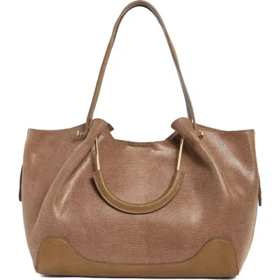 Dolce Vita Dv By  Haven Lizard Embossed Faux Leather Tote In Brown