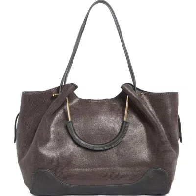 Dolce Vita Dv By  Haven Lizard Embossed Faux Leather Tote In Gray
