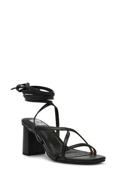 Dolce Vita Dv By  Haze Ankle Tie Black Heel Sandal In Black Smooth