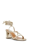 Dolce Vita Dv By  Haze Ankle Tie Black Heel Sandal In Gold