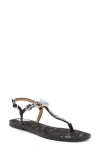 Dolce Vita Dv By  Jaime T-strap Sandal In Black Silver Exotic