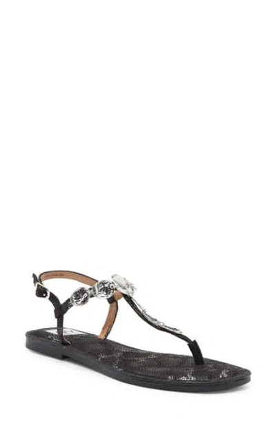 Dolce Vita Dv By  Jaime T-strap Sandal In Black Silver Exotic