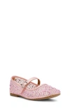 Shop Dolce Vita Dv By  Kids' Blessed Rhinestone Mesh Mary Jane Flat In Pink