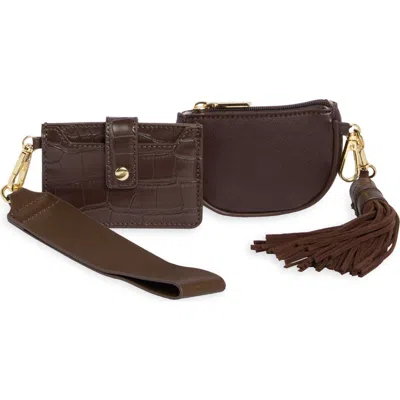 Dolce Vita Dv By  Mirela Faux Leather Bag Charm Set In Brown/ Multi