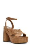 Dolce Vita Dv By  Waylan Raffia Platform Ankle Strap Sandal In Cafe