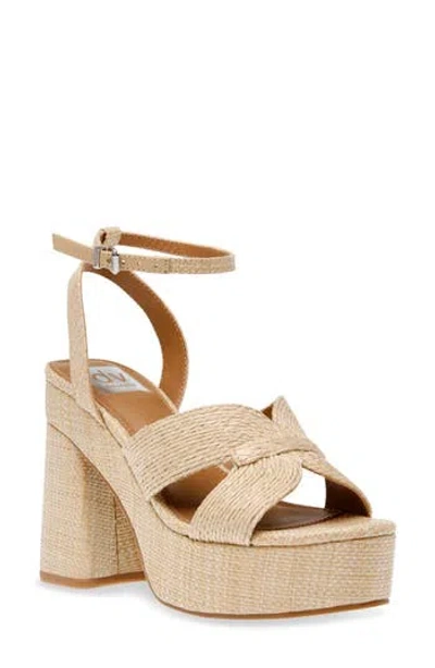 Dolce Vita Dv By  Waylan Raffia Platform Ankle Strap Sandal In Natural