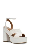 Dolce Vita Dv By  Waylan Raffia Platform Ankle Strap Sandal In White